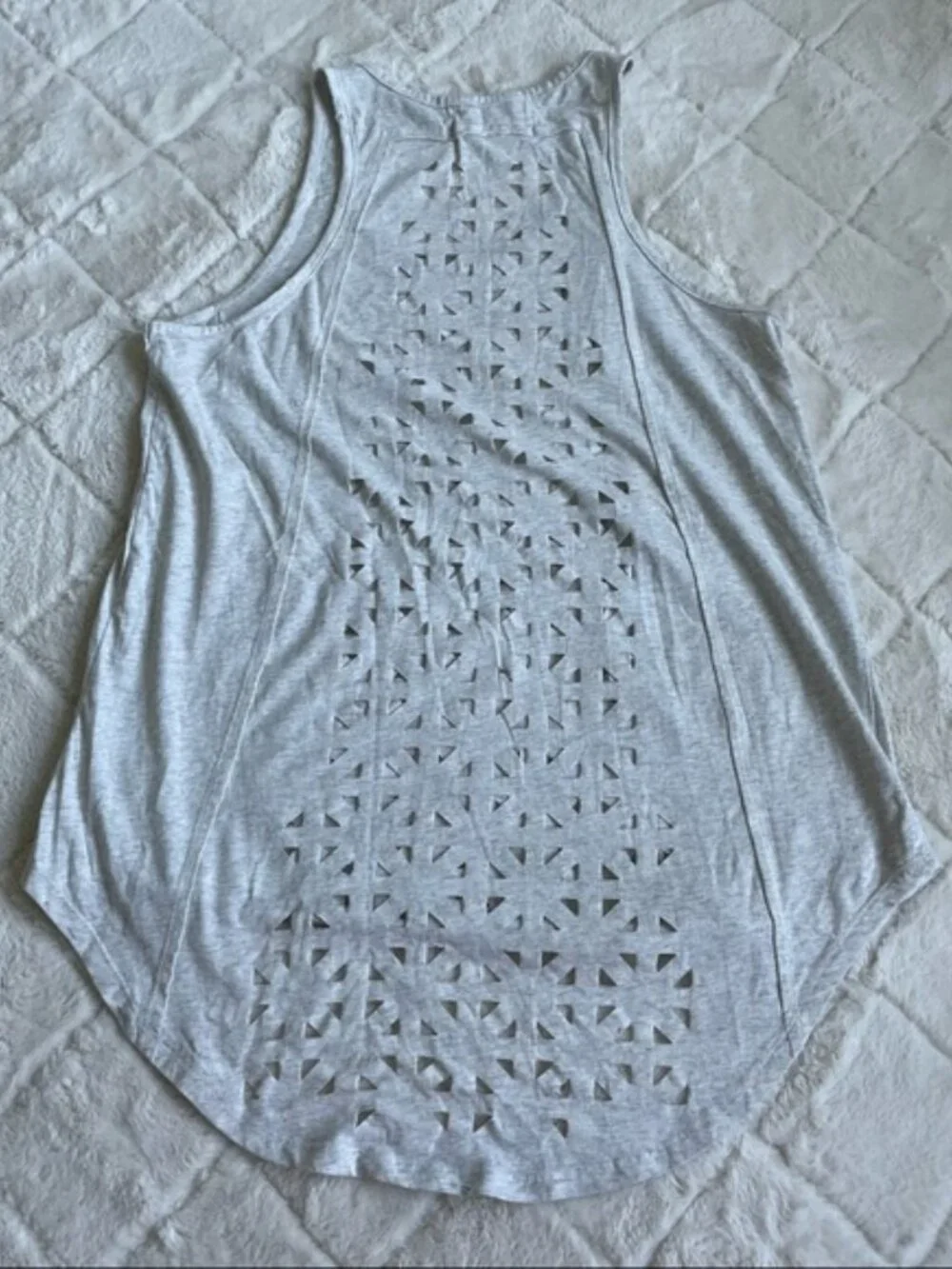 Sloane Rouge | Gray Cream Lasercut Blouse | Size Medium